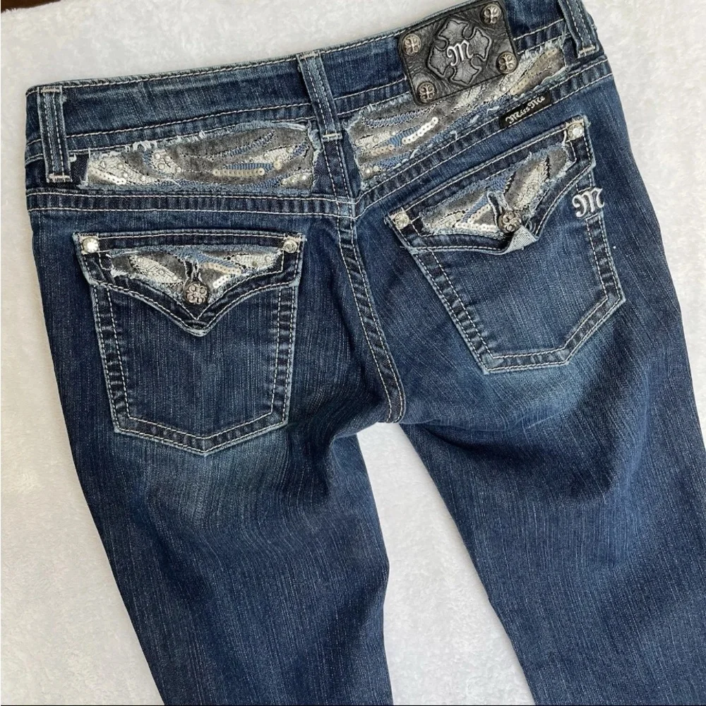 Miss Me Jeans Sz 30x32 Bootcut Sequined Dark Wash Y2K Bling Western JP5124B6 EUC - Picture 15 of 15
